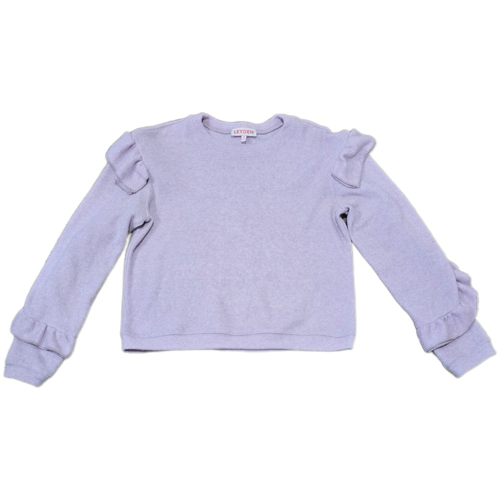 LEYDEN Lavender Ruffle‎ Sleeve Sweatshirt Pullover Womens Medium